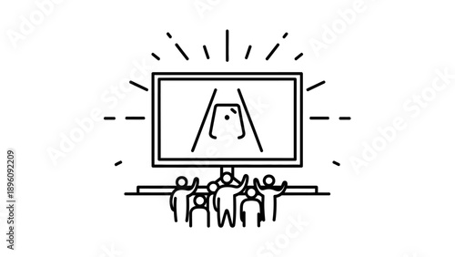 People looking at a screen.