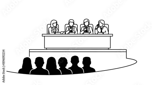 Silhouettes of people in meeting room.