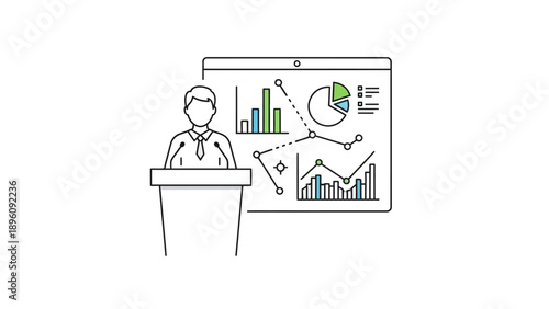 Businessman giving a presentation speech.