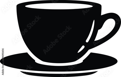 Espresso cup with saucer side view silhouette icon for restaurant menu cafeteria signage and hot beverage shop branding