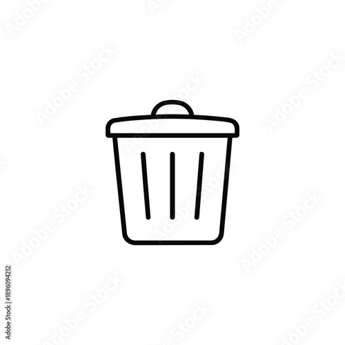 Black and white trash bin icon building amenities waste container simple line vector illustration
