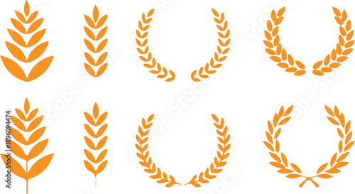 wheat ears yellow icons set vector illustration design art