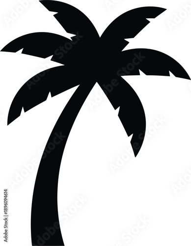Black silhouette of palm tree with leaves isolated on checkered background vector illustration