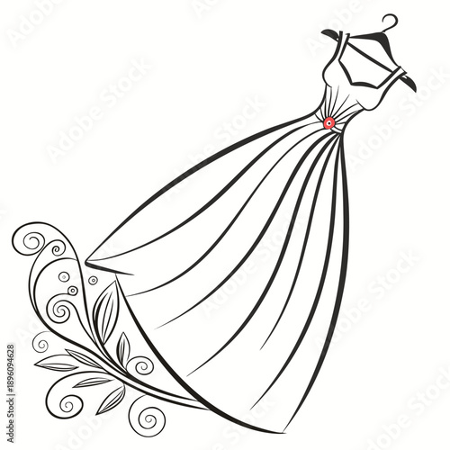 Elegant woman wearing a beautiful dress with floral design