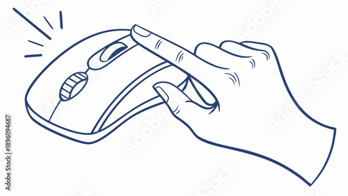 A hand pressing a computer mouse button with finger