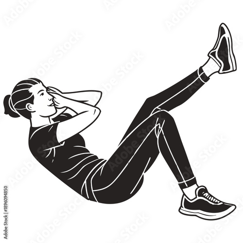 Woman performing a crunch exercise on a in fitness