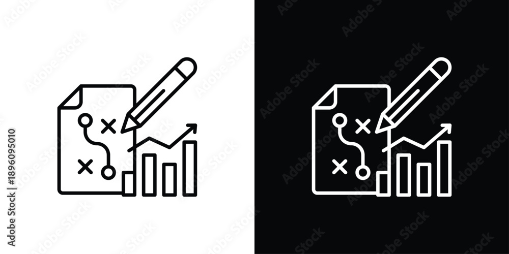 Fototapeta premium Growth Strategy Icon Sheet Black And White