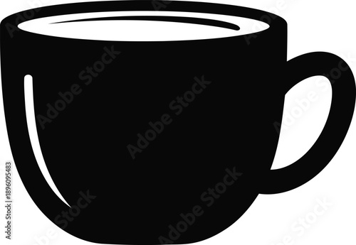 Black coffee cup, morning beverage, hot drink, breakfast, cafe essential, ceramic mug, warm liquid, aromatic steam, simple icon, kitchenware, refreshment, energy, comfort