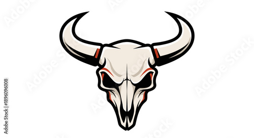 Illustration of a Bull Skull with Horns.