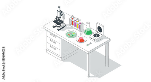 Laboratory Equipment on White Table Top.