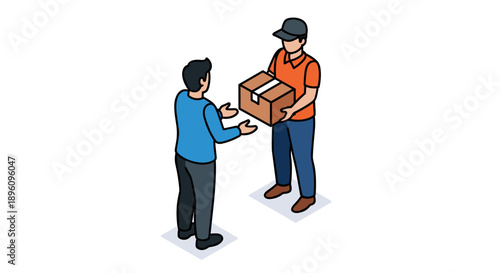 Man Receiving Package from Delivery Person.