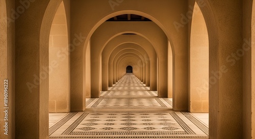 Endless Arches Corridor Photography: Architectural Perspective, Geometric Symmetry, and Serene Passage for Travel and Design Inspiration