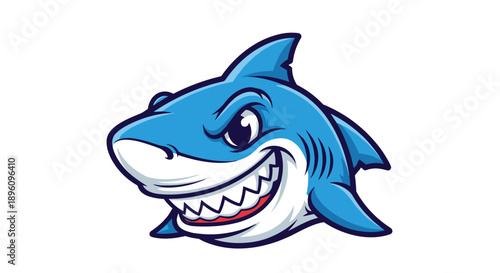 Cartoon Shark Character with Sharp Teeth.
