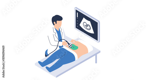 Doctor Performing Ultrasound on Patient.