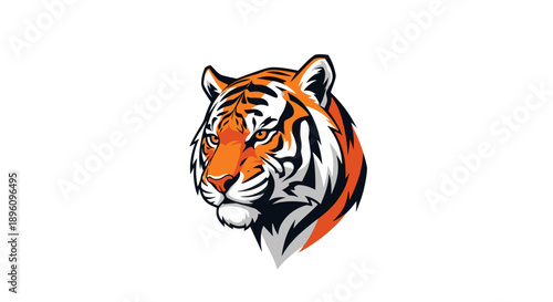 Tiger Head Illustration Orange Black White.