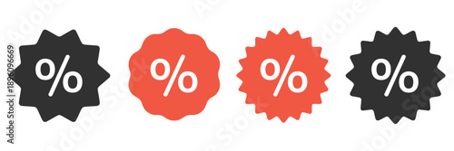 Discount icon, percentage finance offer tag representing shopping sale labels, ranked promotional levels, commission status indicators, priority deal systems