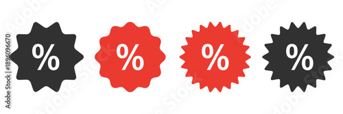 Discount icon, percentage symbol for finance and shopping sale labels, showing ranked promotion tiers, commission levels, priority offers, marketing buttons