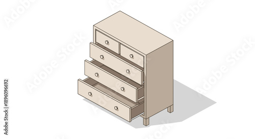 Illustration of a three drawer chest.