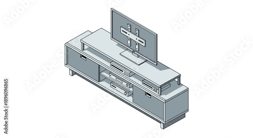 Modern Computer Workstation with Monitor and Desk.
