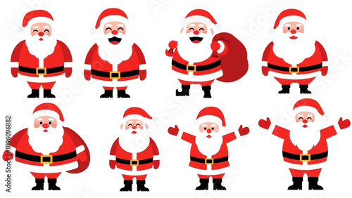 Collection of Cute Santa Claus Characters for Christmas and New Year Holidays