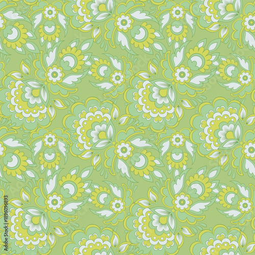 Ethnic flowers seamless vector pattern. floral vintage background