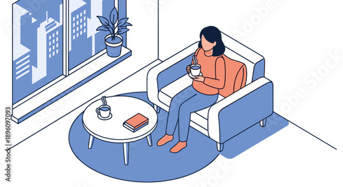Woman Relaxing on Sofa with Smartphone.