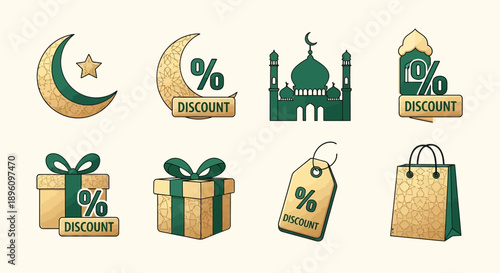 Eid Mubarak Discount Icons.