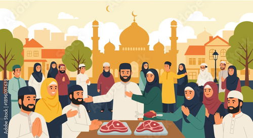 Muslim Community Breaking Fast.