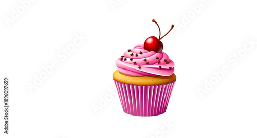 cupcake, cherry, cake, dessert, bakery, pastry, sweet, frosting, icing, cream, topping, fruit, sugar, food, snack, treat, confection, delicious, tasty, cute, icon, vector, symbol, flat, minimal, moder