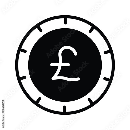 A scalable glyph icon of pound currency is ready for premium use