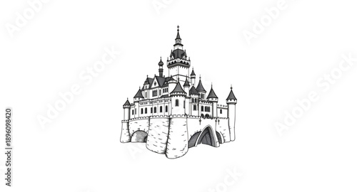 castle, fortress, tower, silhouette, medieval, stronghold, palace, royal, kingdom, historic, ancient, battlement, turret, wall, moat, gate, spire, citadel, keep, rampart, fort, fantasy, fairytale, mag