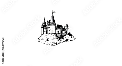 castle, fortress, tower, silhouette, medieval, building, stone, palace, royal, historic, ancient, kingdom, battlement, turret, wall, moat, gate, spire, keep, citadel, rampart, fort, fantasy, fairytale