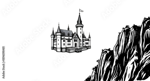 castle, fortress, tower, medieval, silhouette, stronghold, stone, palace, royal, kingdom, historic, ancient, battlement, turret, wall, moat, gate, spire, citadel, keep, rampart, fort, heritage, landma