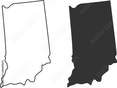 Minimalist indiana state map outline in light and dark versions