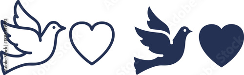 A symbolic illustration of doves and hearts 