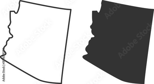 Minimalist arizona state map outline – white and dark fill vector