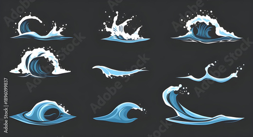 wave, sea, ocean, water, aqua, marine, surf, ripple, tide, current, fluid, flow, abstract, icon, symbol, vector, modern, minimal, clean, simple, flat, line, glyph, solid, logo, nature, beach, coastal,
