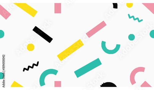 Retro memphis seamless pattern with modern abstract geometric elements