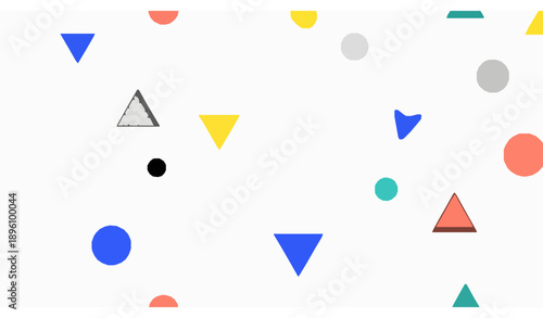 Memphis geometric seamless pattern with abstract shapes on white background