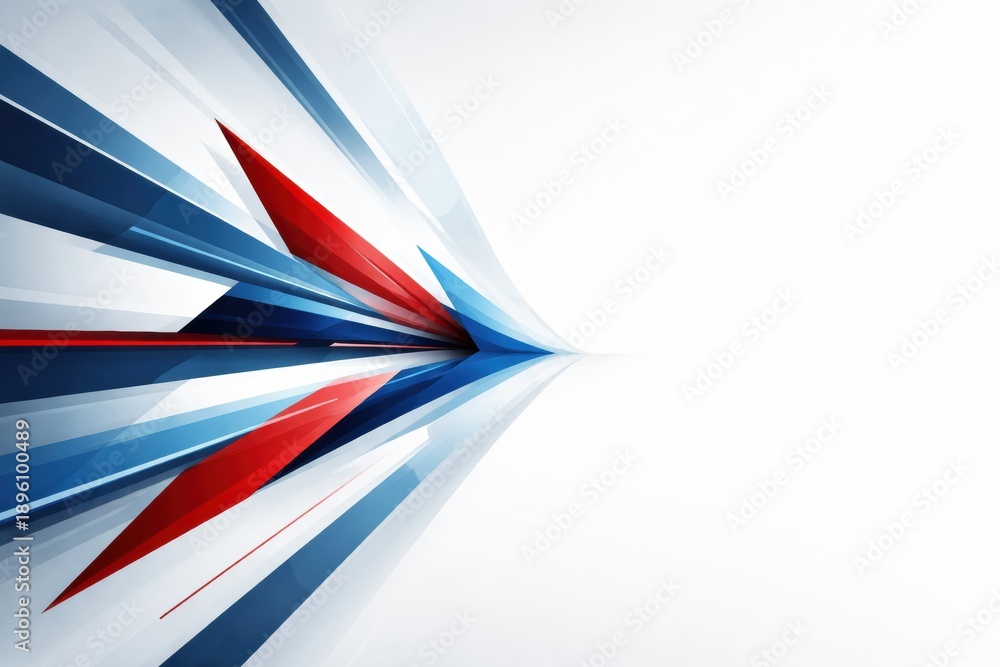 Fototapeta premium Dynamic Lines in Blue and Red Create a Sense of Motion and Direction on a White Background in a Digital Abstract Design
