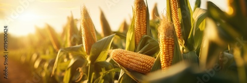 Corn in the field close-up