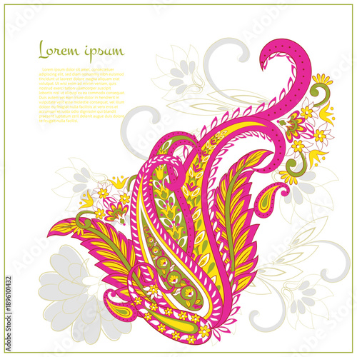 Paisley vector isolated pattern. Damask style Vintage illustration