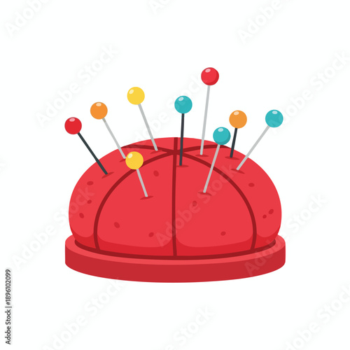 Red Pin Cushion with Pins