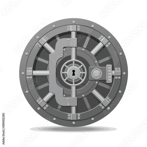 Secure Bank Vault Door Illustration