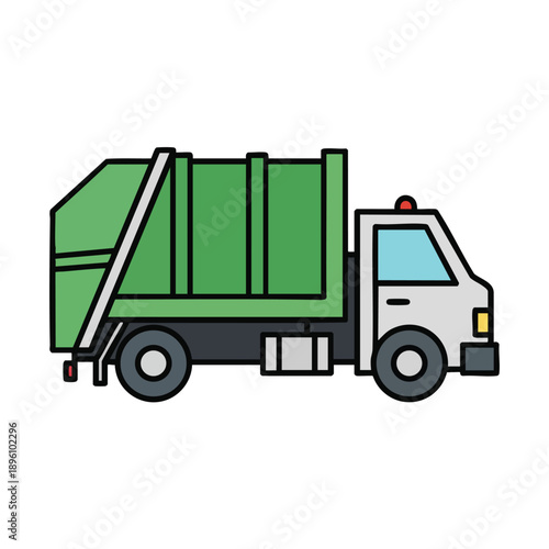 Green Waste Management Truck Illustration