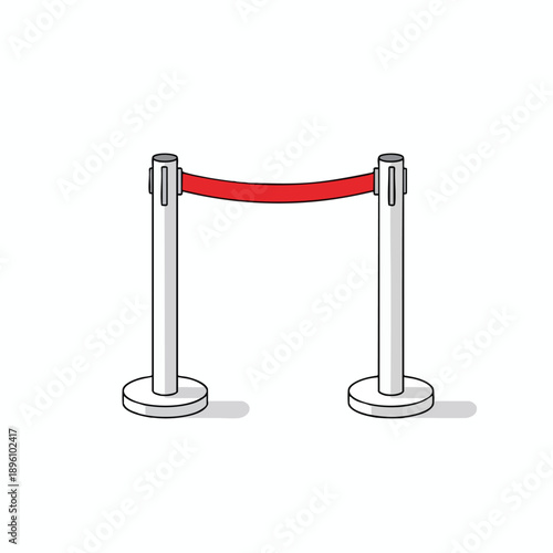 Red Stanchion Barrier on White Background
