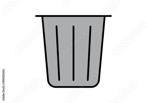 Icono de papelera de reciclaje gris con contorno negro 