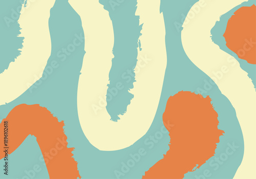 fondo abstracto con formas orgánicas y pinceladas de colores azul turquesa naranja y crema