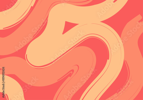 Fondo veraniego abstracto con pinceladas curvas en tonos naranja y rosa