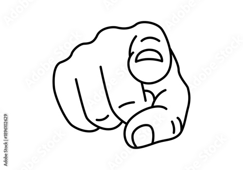 Mano apuntando con el dedo índice hacia el frente en estilo lineal